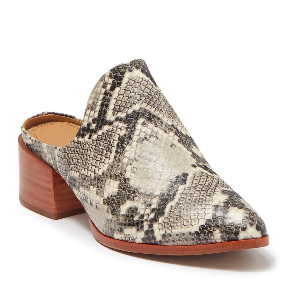 NEW Steven Deandra Snakeskin Embossed Heeled Mule
